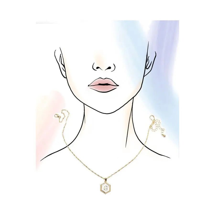 Monogram Initial Hexagon Epoxy Charm Necklace - LECCE