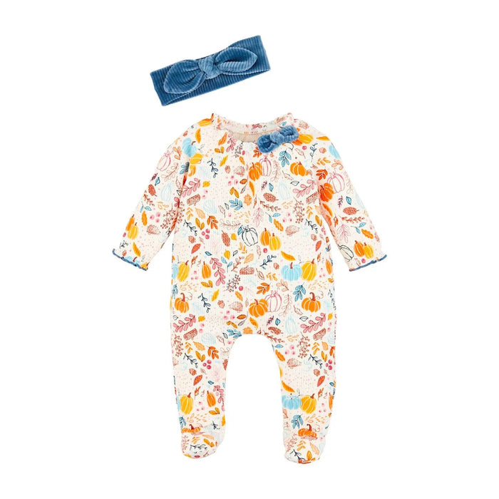 Mud Pie Pumpkin Floral Sleeper & Headband Set - LECCE