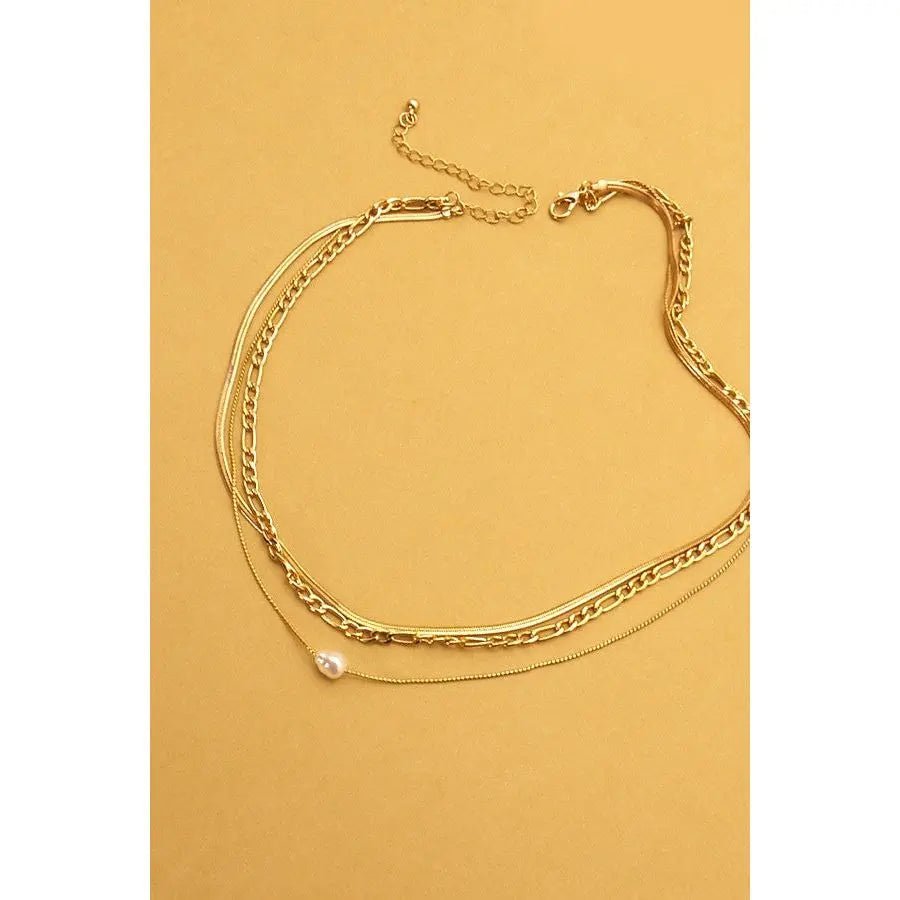 Multi Layer Natural Peral Charm Necklace