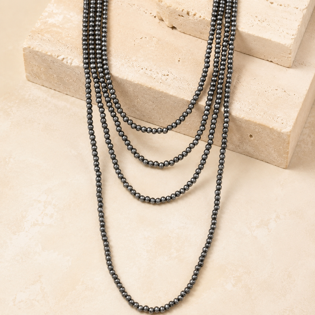 Multi Layered Tiny Western Navajo Pearl Necklace