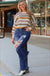 Multicolor Striped Hollowed Knitted Loose Sweater - LECCE