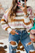 Multicolor Striped Hollowed Knitted Loose Sweater - LECCE