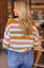 Multicolor Striped Hollowed Knitted Loose Sweater - LECCE
