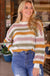 Multicolor Striped Hollowed Knitted Loose Sweater - LECCE