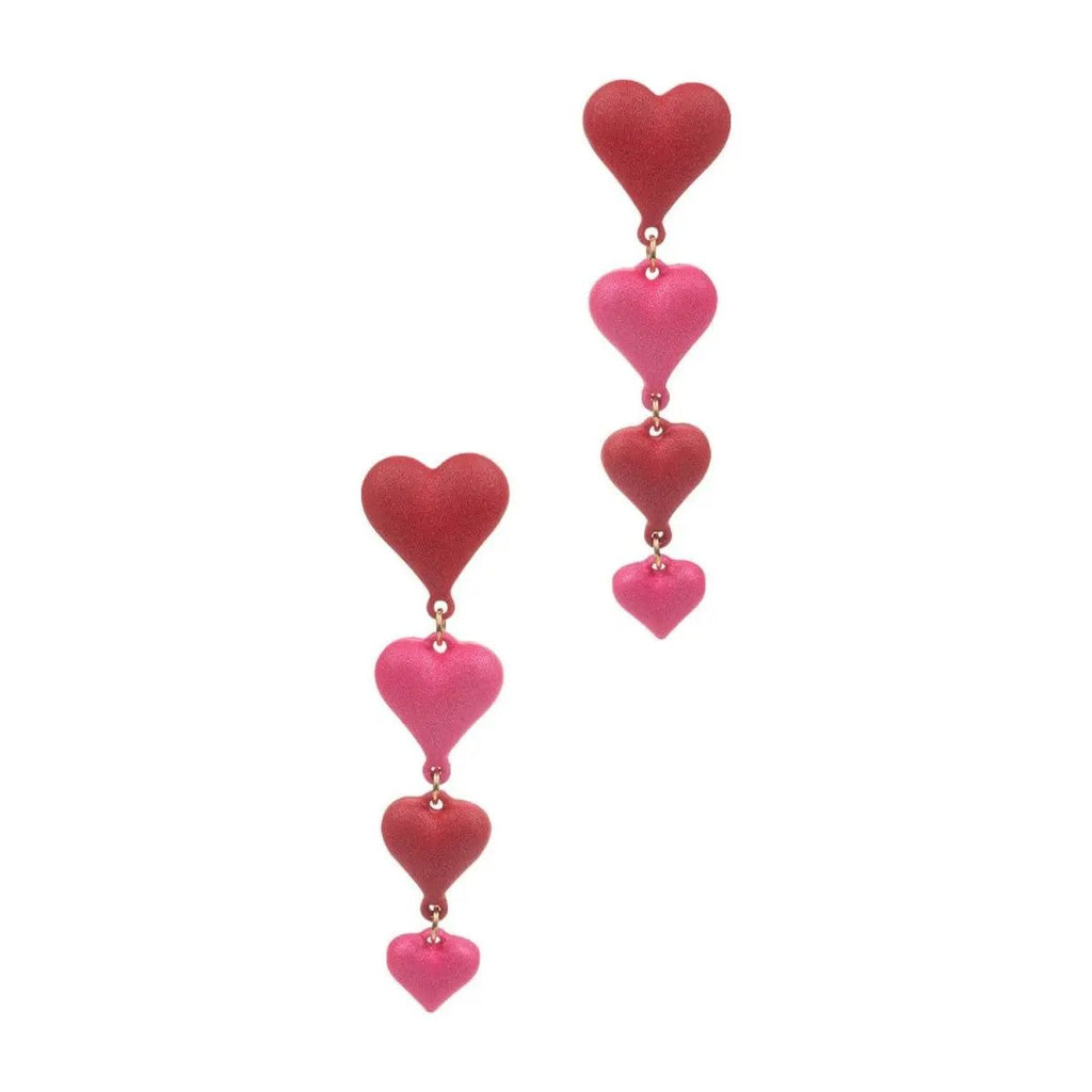 Multiple Heart Bead Post Drop Earrings