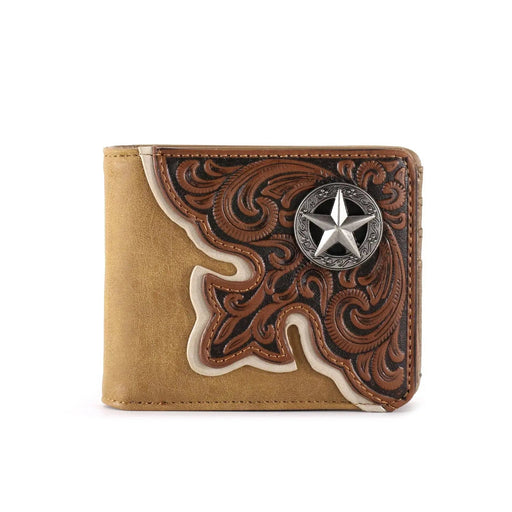 MW - 603 Embossed Vintage Floral Lone - Star Men's Bifold PU Leather Wallet - LECCE
