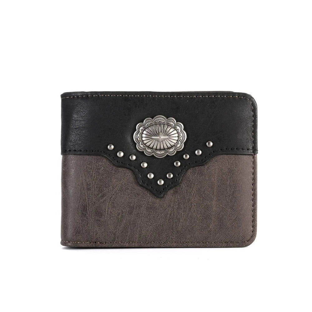 MW - 604 Men's Color Block Navajo Concho Bifold PU Leather Wallet - LECCE
