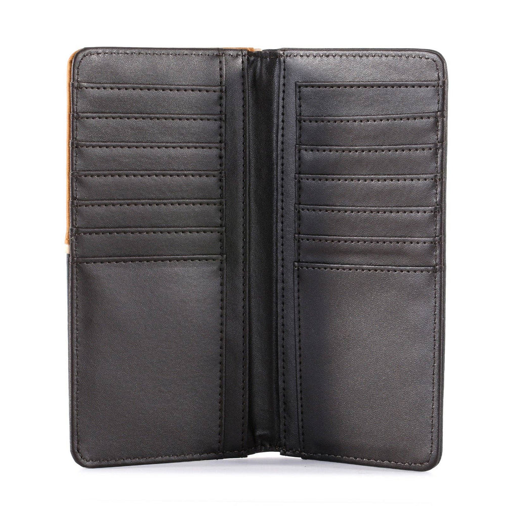 MW - 606 Antique Silver Berry Concho Men's Bifold Long PU Leather Wallet - LECCE