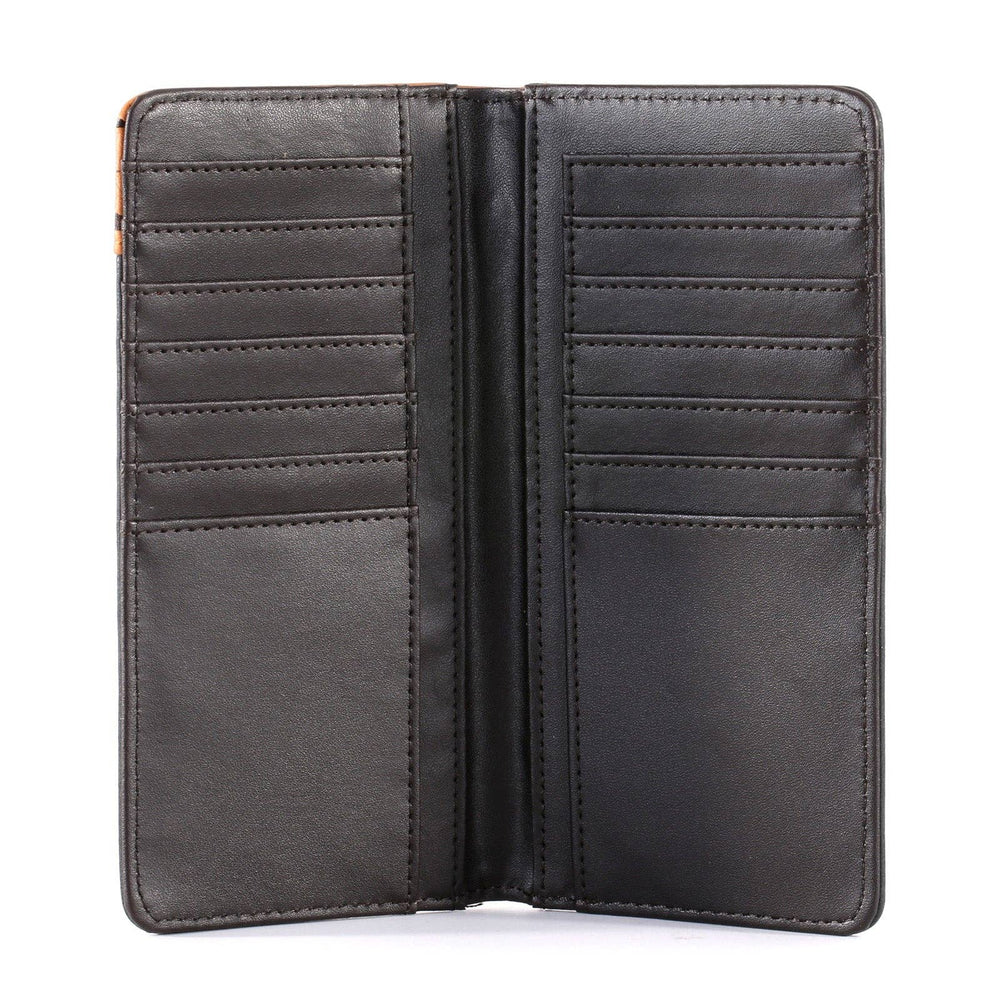 MW - 607 Embossed Vintage Floral Men's Bifold Long PU Leather Wallet - LECCE