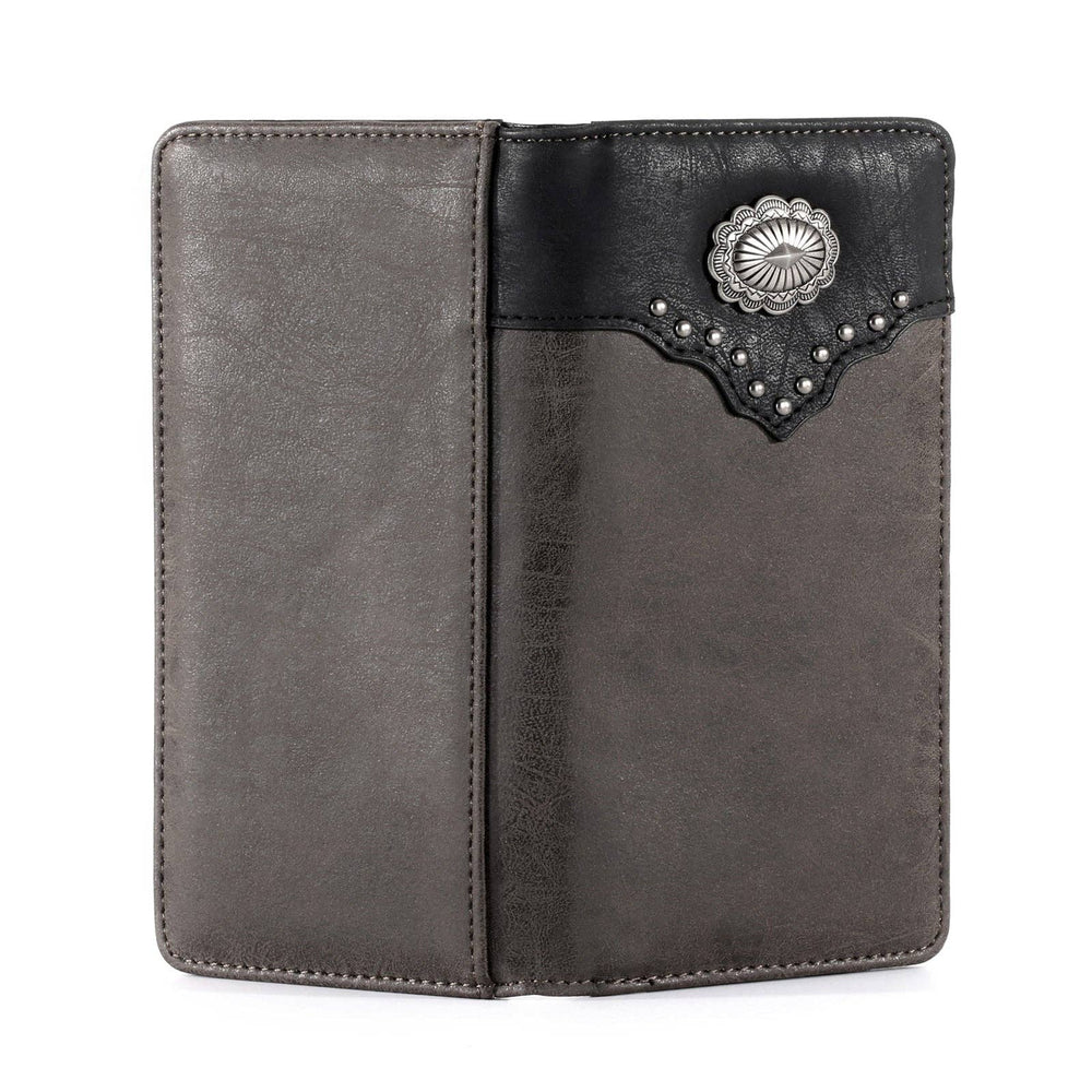 MW - 609 Color Block Navajo Concho Men's Bifold Long PU Leather Wallet - LECCE