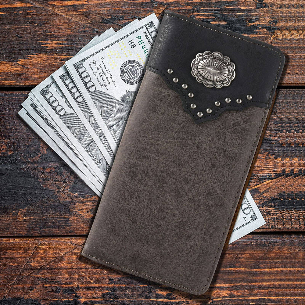 MW - 609 Color Block Navajo Concho Men's Bifold Long PU Leather Wallet - LECCE