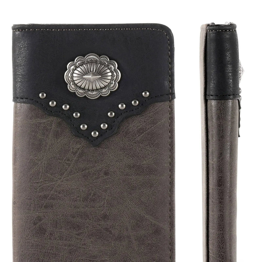 MW - 609 Color Block Navajo Concho Men's Bifold Long PU Leather Wallet - LECCE