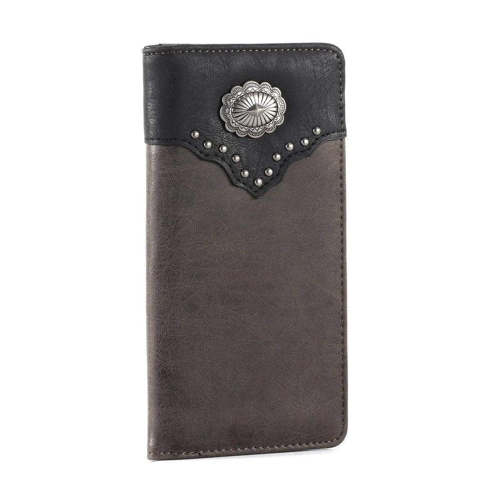 MW - 609 Color Block Navajo Concho Men's Bifold Long PU Leather Wallet - LECCE