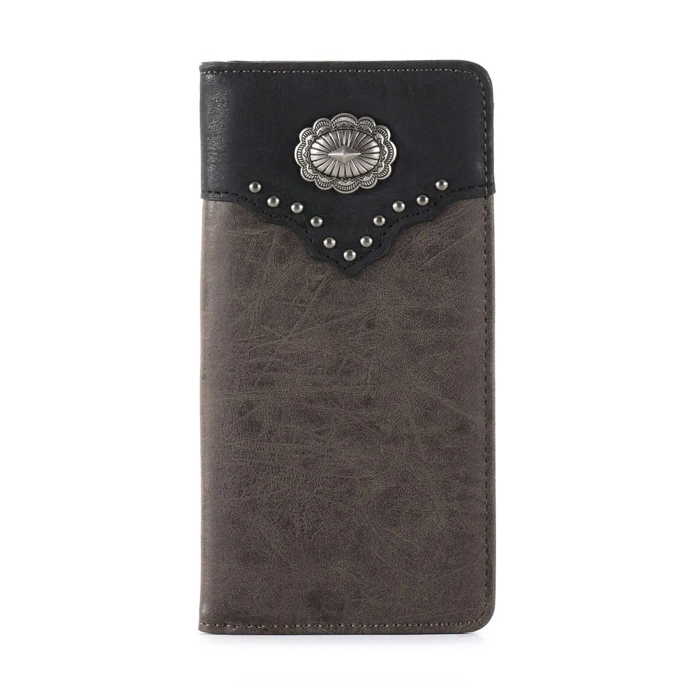 MW - 609 Color Block Navajo Concho Men's Bifold Long PU Leather Wallet - LECCE
