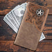 MW - 610 Embossed Lone Star Concho Men's Bifold Long PU Leather Wallet - LECCE