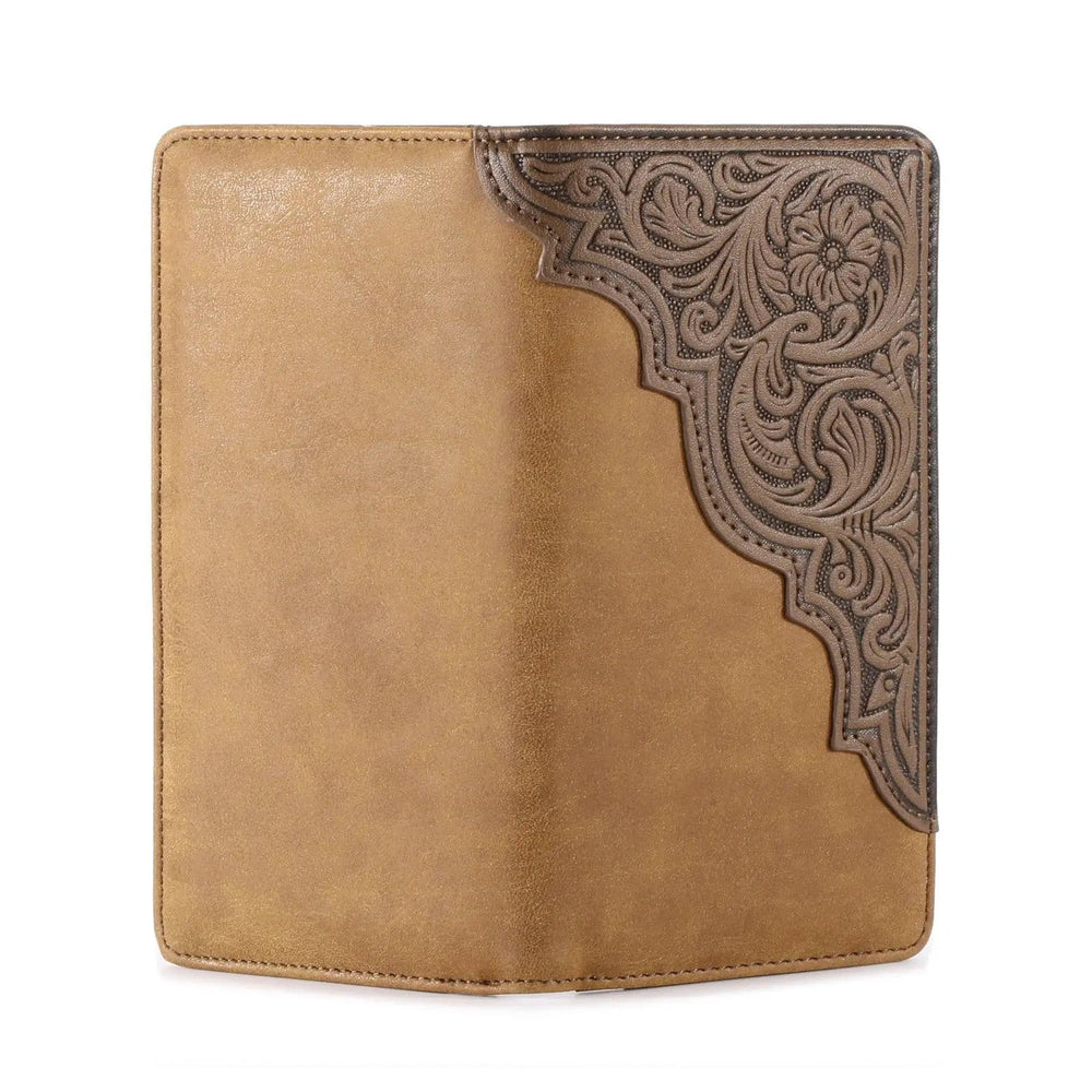 MW - 611 Embossed Floral Men's Bifold Long PU Leather Wallet - LECCE