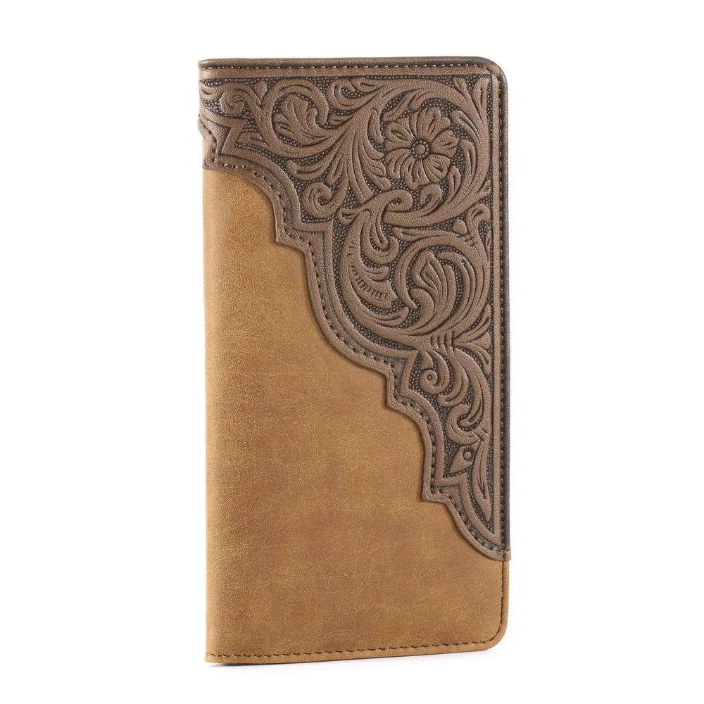 MW - 611 Embossed Floral Men's Bifold Long PU Leather Wallet - LECCE
