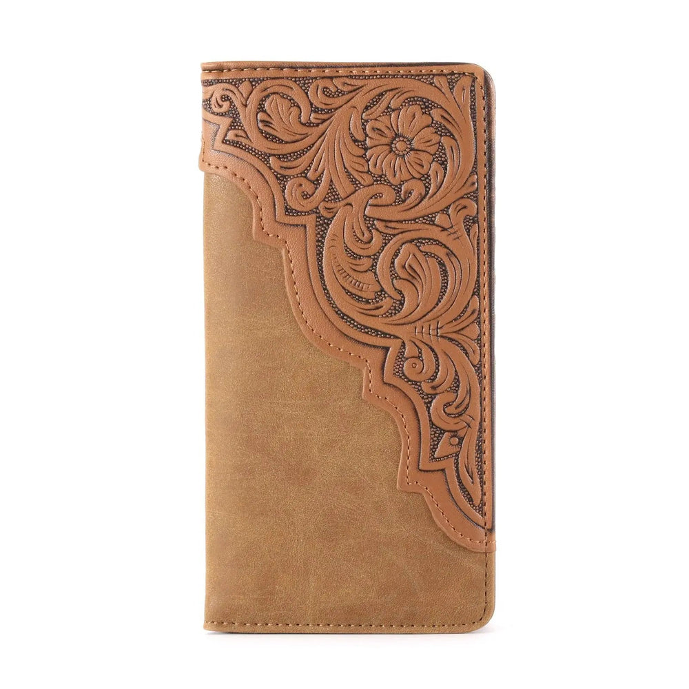 MW - 613 Embossed Floral Men's Bifold Long PU Leather Wallet - LECCE