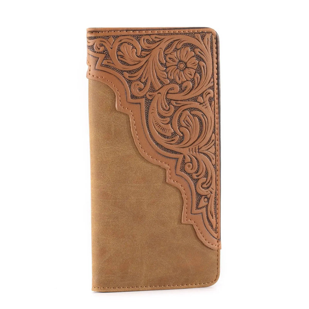 MW - 613 Embossed Floral Men's Bifold Long PU Leather Wallet - LECCE