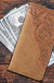 MW - 613 Embossed Floral Men's Bifold Long PU Leather Wallet - LECCE