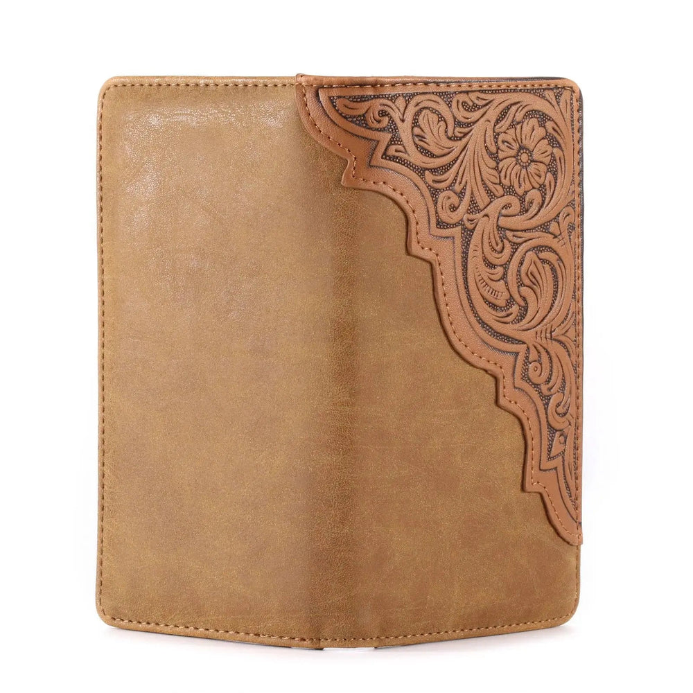 MW - 613 Embossed Floral Men's Bifold Long PU Leather Wallet - LECCE
