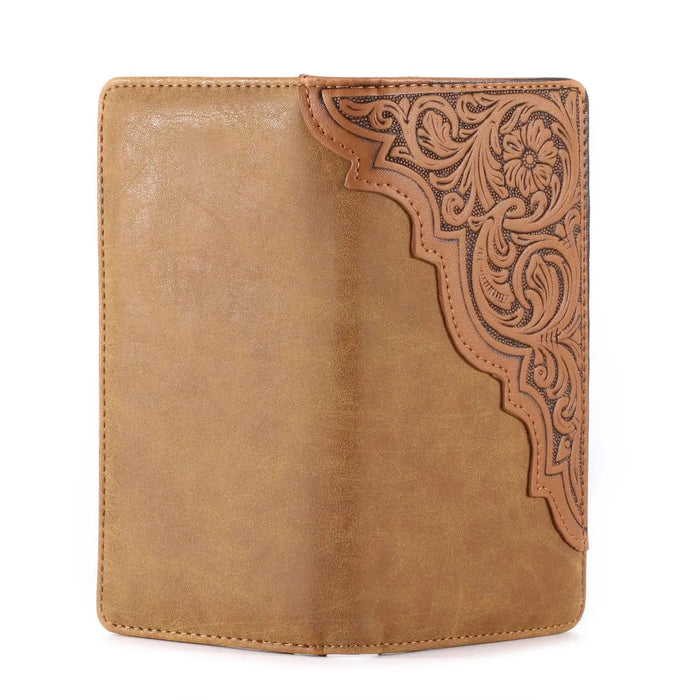 MW - 613 Embossed Floral Men's Bifold Long PU Leather Wallet - LECCE