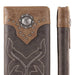 MW - 614 Embroidered Boot Scroll Men's Bifold Long PU Leather Wallet - LECCE
