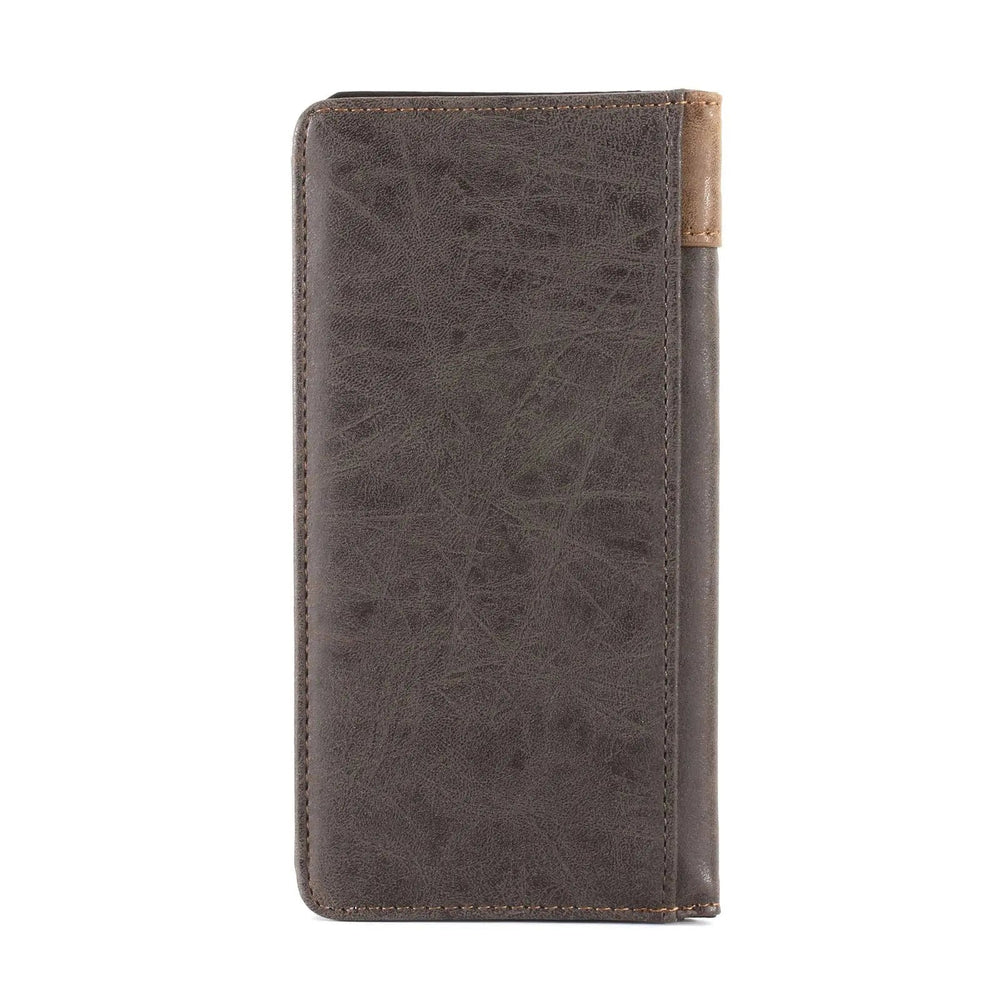 MW - 614 Embroidered Boot Scroll Men's Bifold Long PU Leather Wallet - LECCE