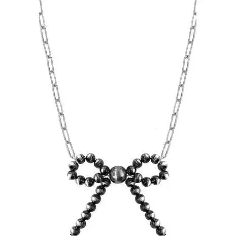 Navajo Pearl Ribbon Clip Chain Necklace - LECCE