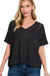Neutral Drop Shoulder Short Sleeve Jacquard Top - LECCE