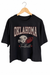 Oklahoma Football Graphic Long Crop Top on white background