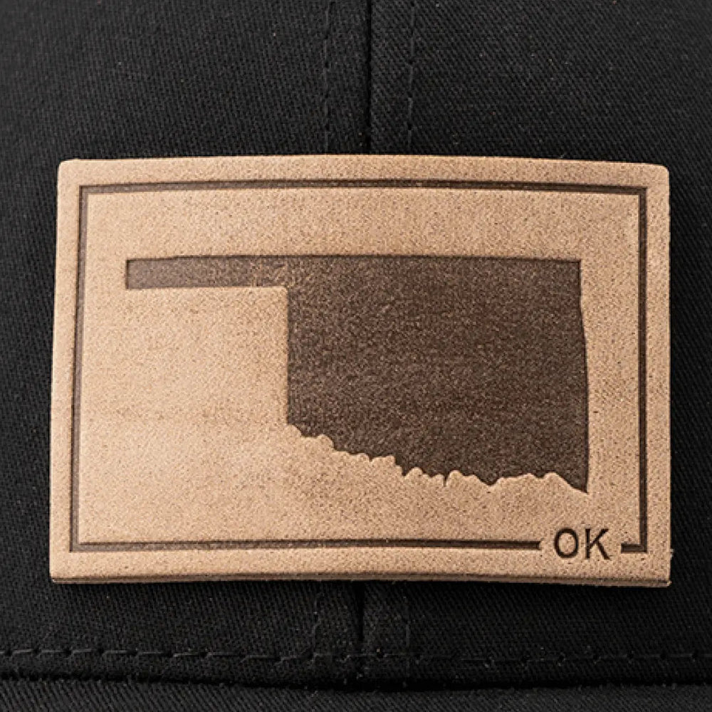 Oklahoma Silhouette Hat | Leather Patch Trucker Hat - LECCE