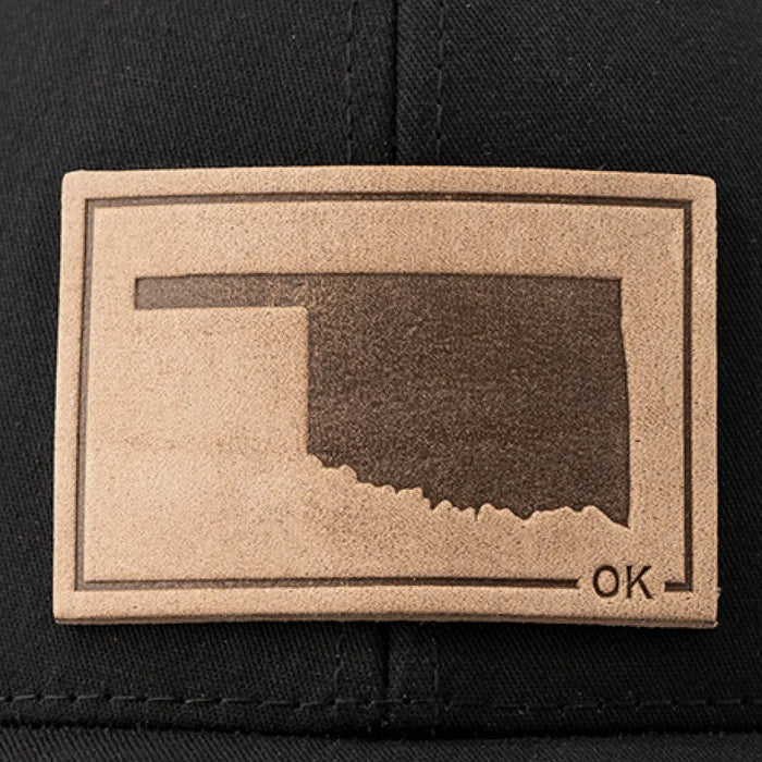 Oklahoma Silhouette Hat | Leather Patch Trucker Hat - LECCE