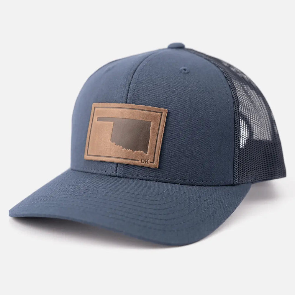 Oklahoma Silhouette Hat | Leather Patch Trucker Hat - LECCE
