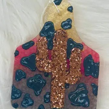 Ombre Cow Tag w/ Glitter Cactus - LECCE