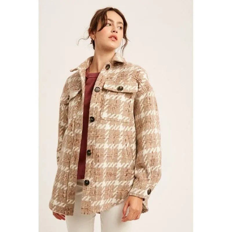 Chaqueta extragrande de sherling suave a cuadros