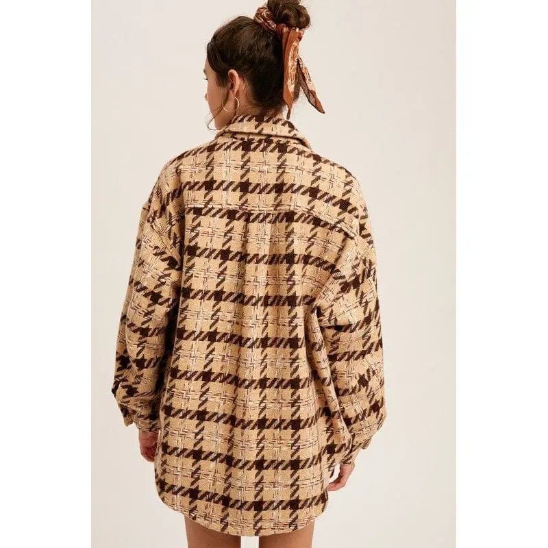 Over Sized Plaid Soft Sherling Shacket - LECCE