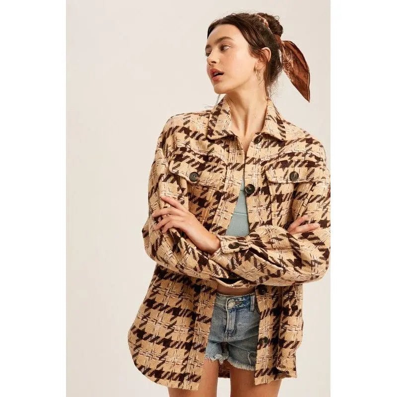 Over Sized Plaid Soft Sherling Shacket - LECCE