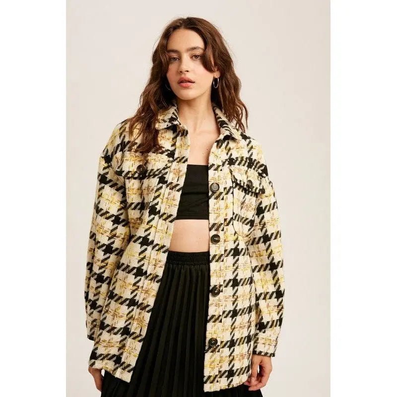 Over Sized Plaid Soft Sherling Shacket - LECCE