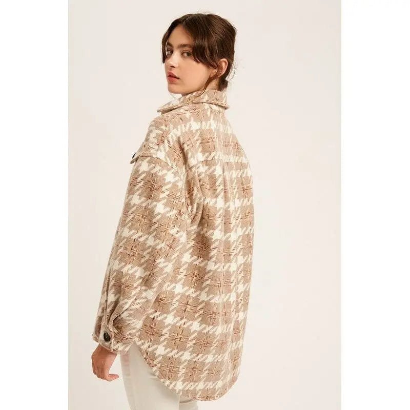 Chaqueta extragrande de sherling suave a cuadros