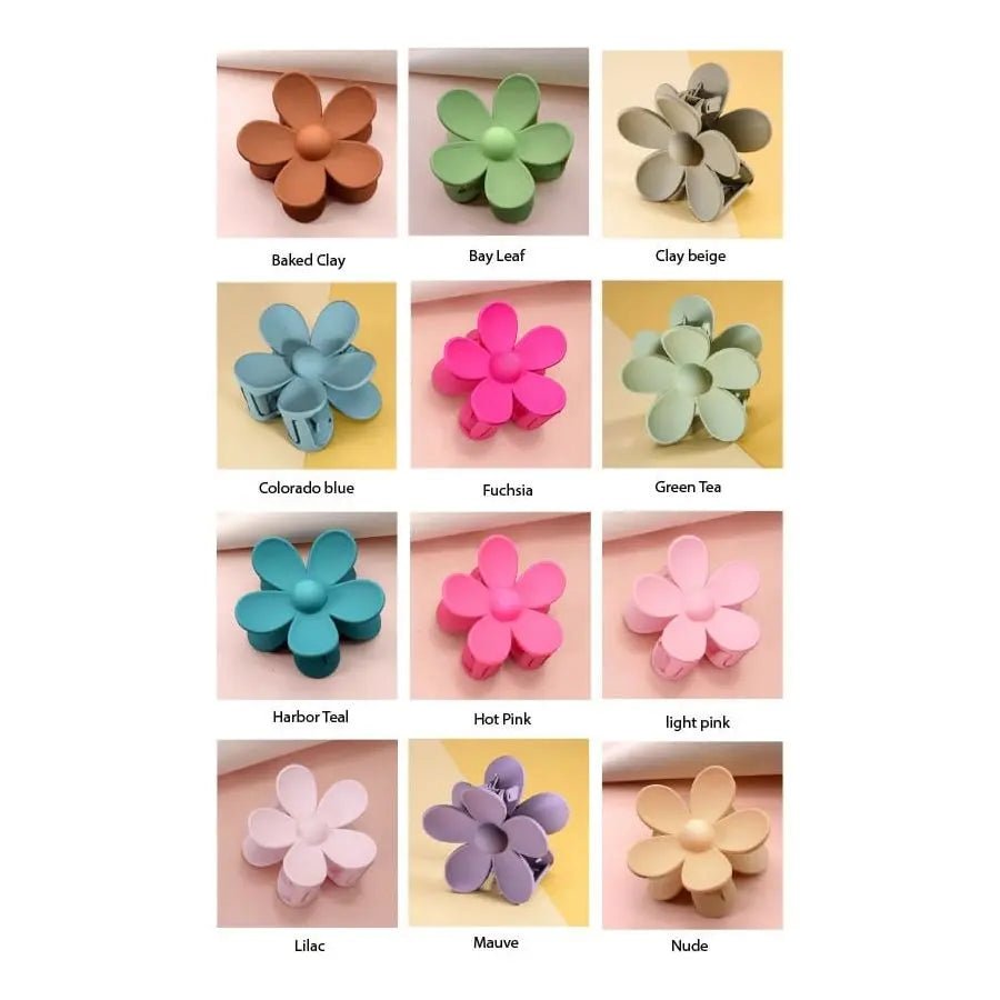 Pinzas para el cabello con flores mate de gran tamaño