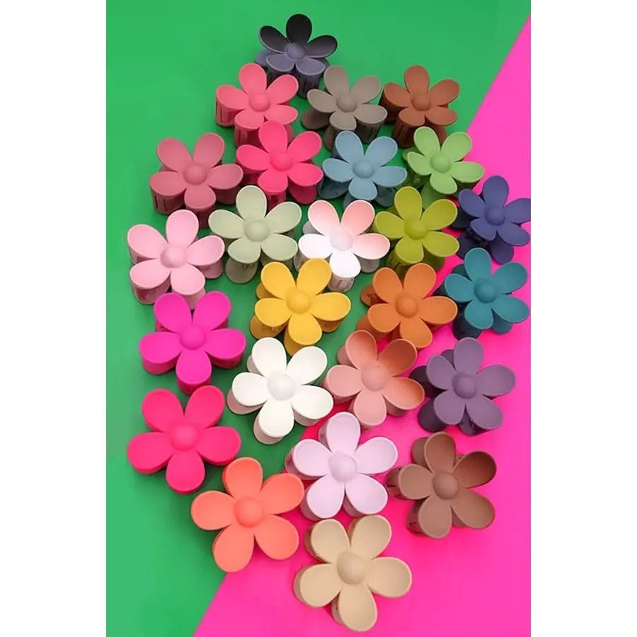 Pinzas para el cabello con flores mate de gran tamaño