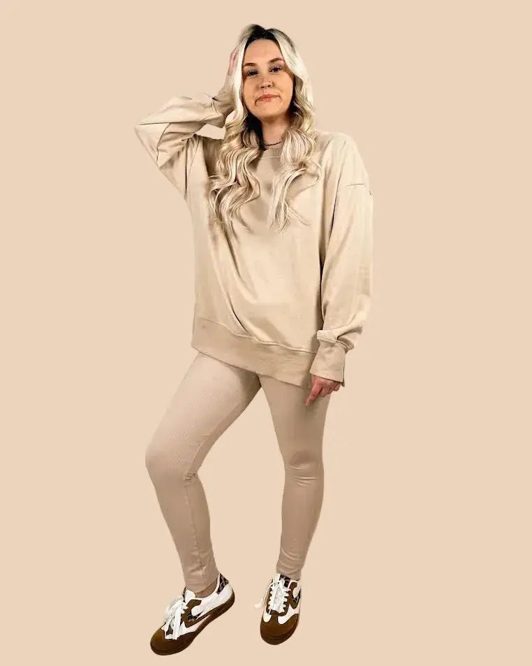 Oversize Sweatshirt  & Ribbed Leggings Set
