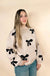 Pearl Embellished Bow Pattern Loose Sweater - LECCE
