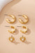 Pearl Heart & Rhinestone Huggie Hoop Trio Earring - LECCE