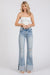 Petra High Rise Super Stretch Wide Leg Flare Jeans with Cuffed Hem - LECCE
