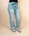 Petra High Rise Super Stretch Wide Leg Flare Jeans with Cuffed Hem - LECCE