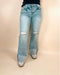 Petra High Rise Super Stretch Wide Leg Flare Jeans with Cuffed Hem - LECCE