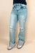 Petra High Rise Super Stretch Wide Leg Flare Jeans with Cuffed Hem - LECCE