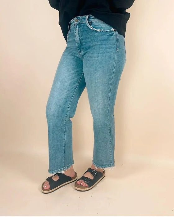 Petra Super High Rise Stretch Classic Straight Jeans - LECCE